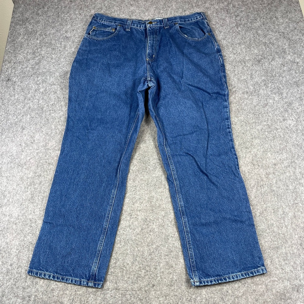 Carhartt Mens Relaxed Fit Straight Leg Blue Denim Jeans 38x30 Medium Wash 381-83 - Picture 1 of 12